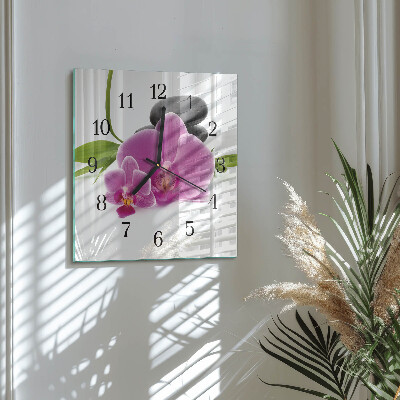 Wanduhr aus glas Orchidee