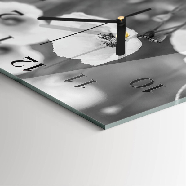 Wanduhr aus glas Mohnblumen