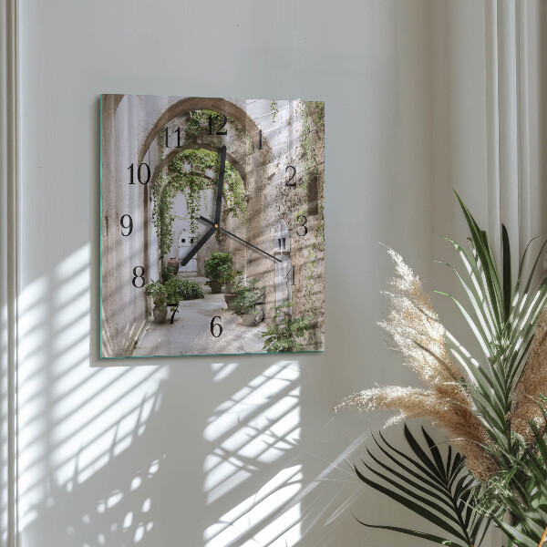 Wanduhr aus glas Allee-Pflanzen