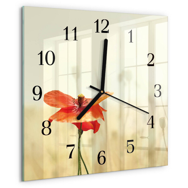 Wanduhr aus glas Mohn