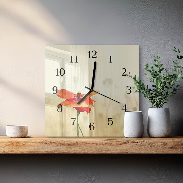 Wanduhr aus glas Mohn