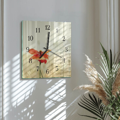 Wanduhr aus glas Mohn