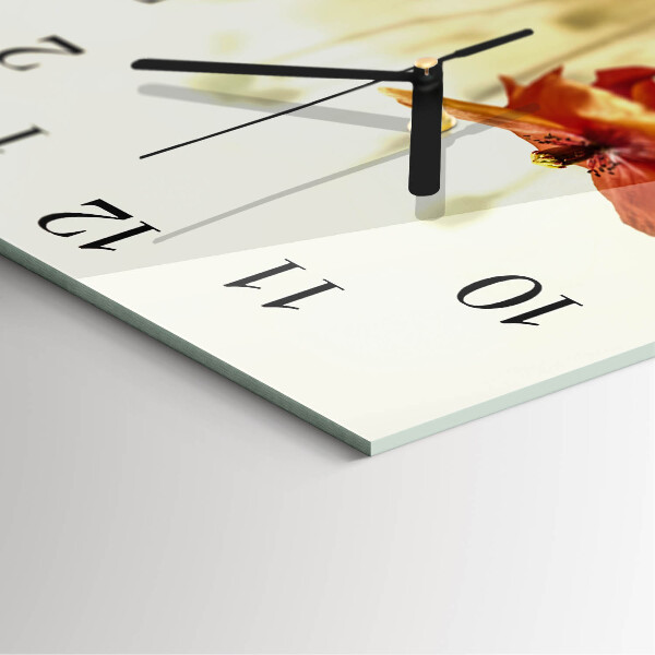 Wanduhr aus glas Mohn
