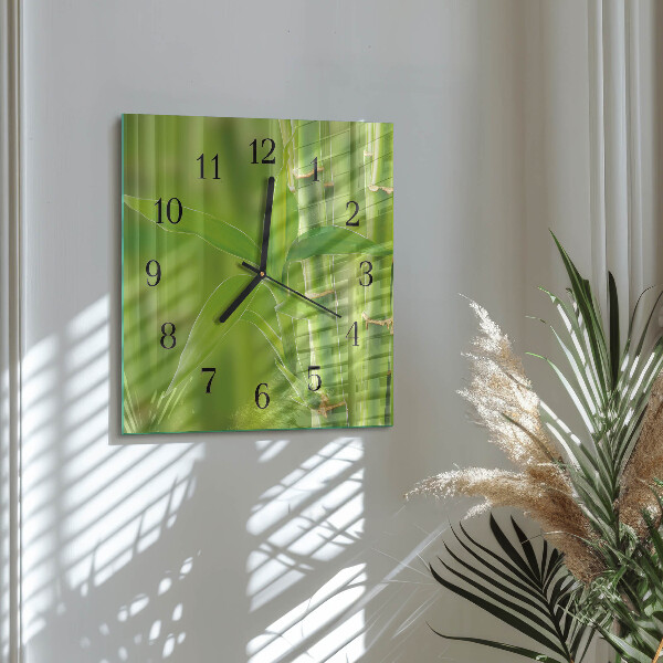Wanduhr aus glas Bambuspflanze