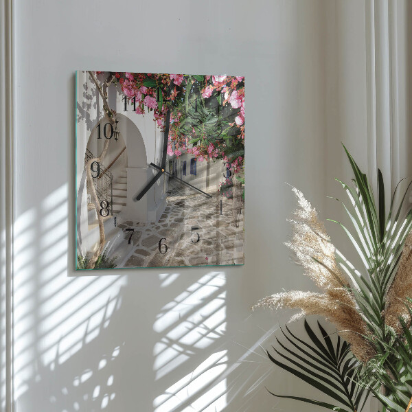 Wanduhr aus glas Blumenallee