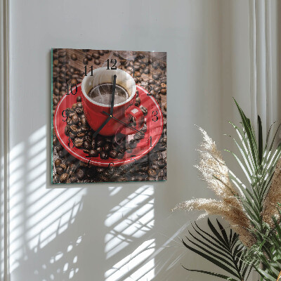 Wanduhr aus glas Tasse Kaffee