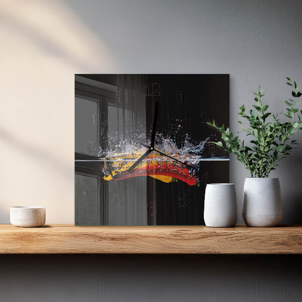 Wanduhr aus glas Chilischoten