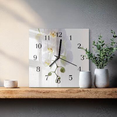 Wanduhr aus glas Orchidee