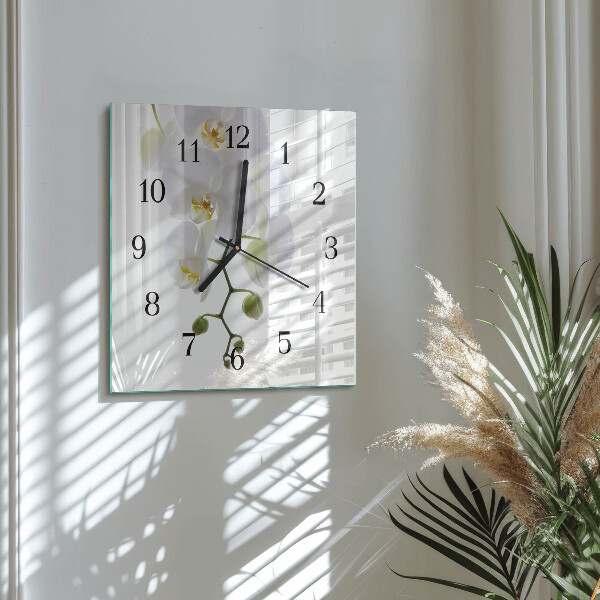 Wanduhr aus glas Orchidee