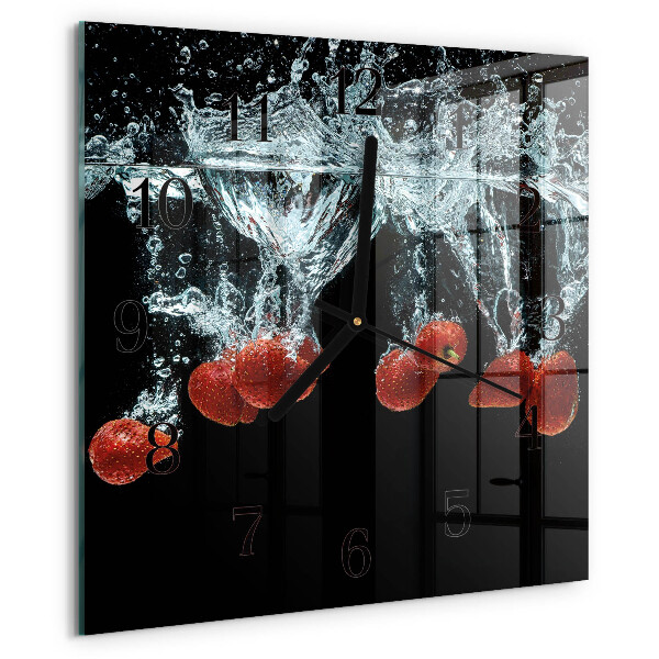 Wanduhr aus glas Erdbeeren