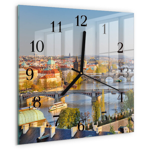 Wanduhr aus glas Stadt Prag