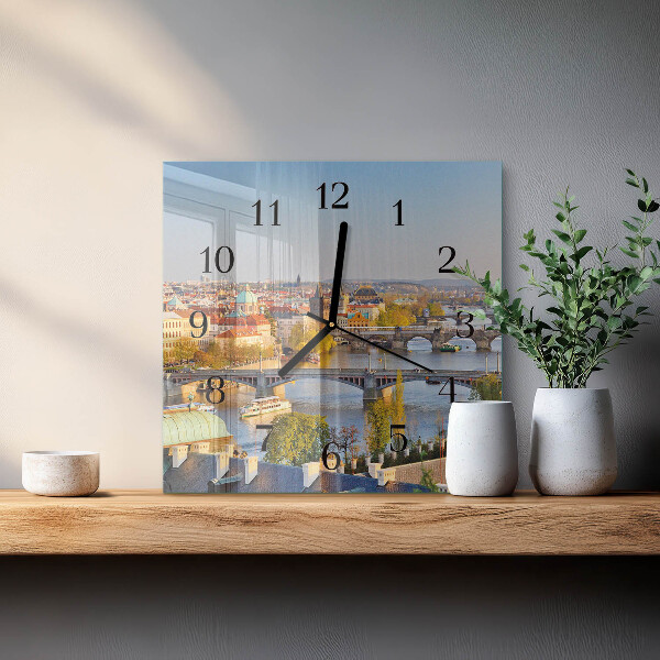 Wanduhr aus glas Stadt Prag