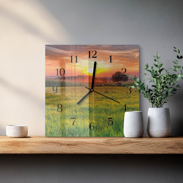Wanduhr aus glas Landschaftswiese