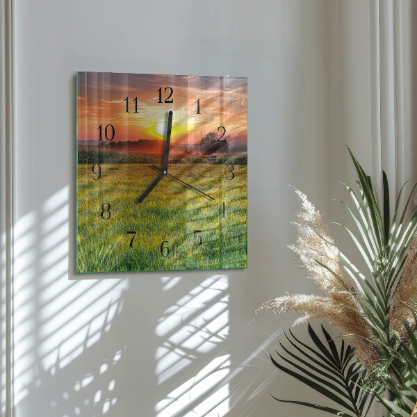 Wanduhr aus glas Landschaftswiese