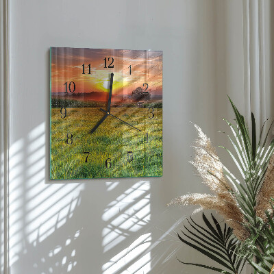 Wanduhr aus glas Landschaftswiese