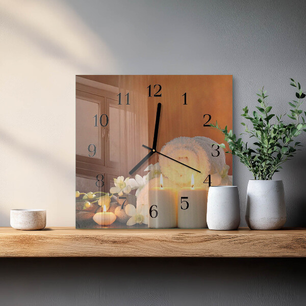 Wanduhr aus glas Spa-Kerzen