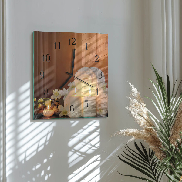 Wanduhr aus glas Spa-Kerzen