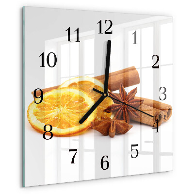 Wanduhr aus glas Vanille mit Zitrone