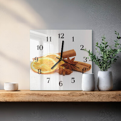 Wanduhr aus glas Vanille mit Zitrone