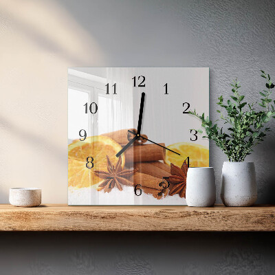 Wanduhr aus glas Vanille mit Zitrone