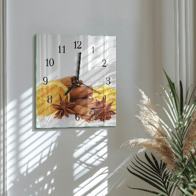 Wanduhr aus glas Vanille mit Zitrone