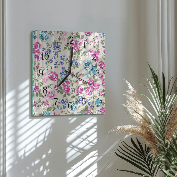 Wanduhr aus glas Rosen