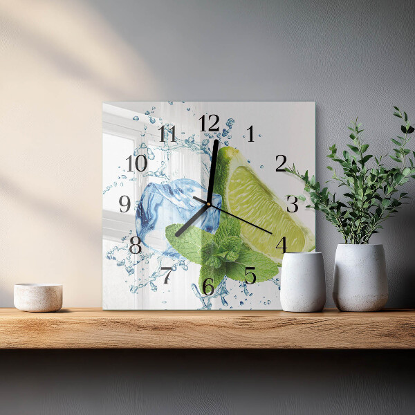 Wanduhr aus glas Limette und Minze