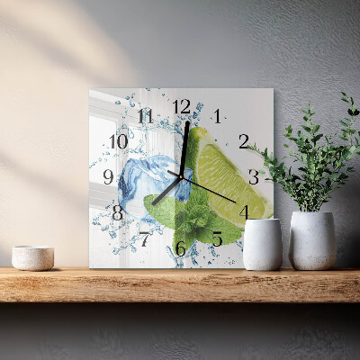 Wanduhr aus glas Limette und Minze