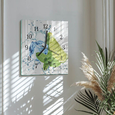Wanduhr aus glas Limette und Minze