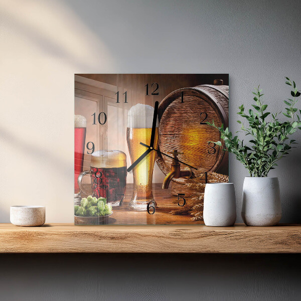 Wanduhr aus glas Bierfass