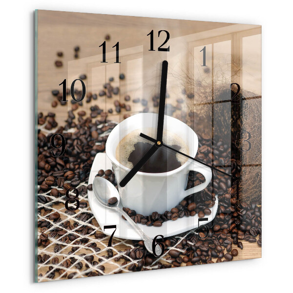 Wanduhr aus glas Tasse Kaffee