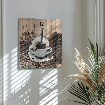 Wanduhr aus glas Tasse Kaffee