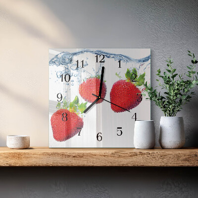 Wanduhr aus glas Erdbeeren