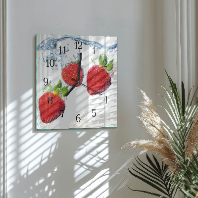 Wanduhr aus glas Erdbeeren