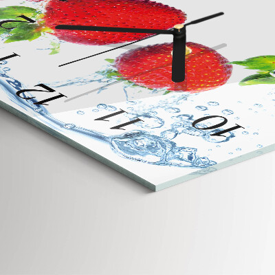 Wanduhr aus glas Erdbeeren