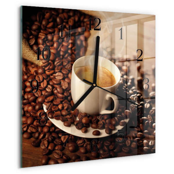 Wanduhr aus glas Tasse Kaffee