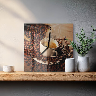 Wanduhr aus glas Tasse Kaffee