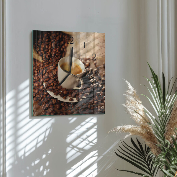 Wanduhr aus glas Tasse Kaffee