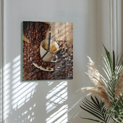 Wanduhr aus glas Tasse Kaffee