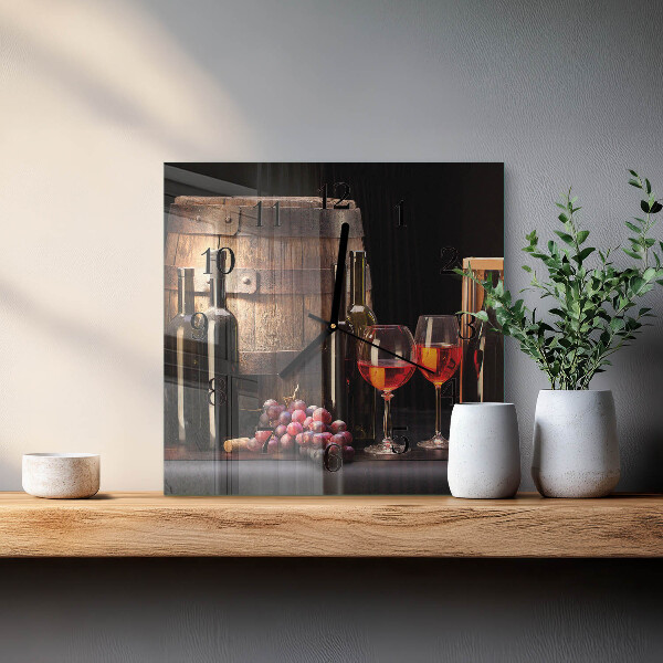 Wanduhr aus glas Weinfass
