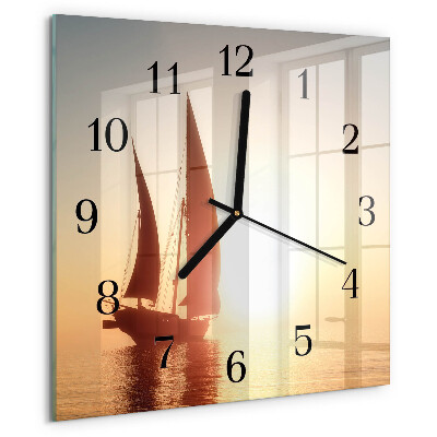 Wanduhr aus glas Segelboot