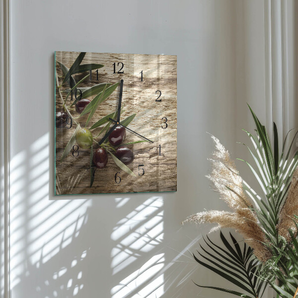 Wanduhr aus glas Oliven