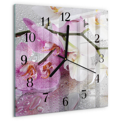 Wanduhr aus glas Orchidee