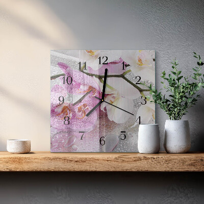 Wanduhr aus glas Orchidee