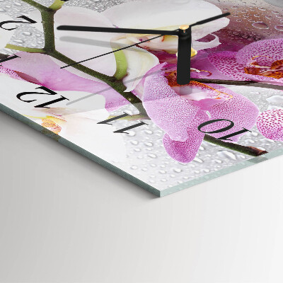 Wanduhr aus glas Orchidee