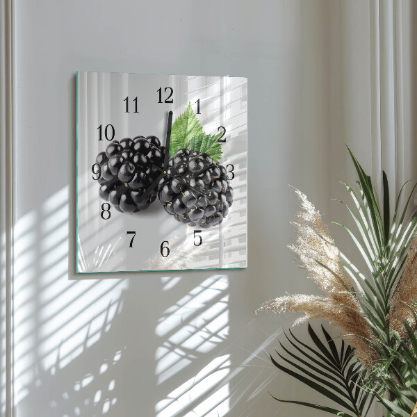 Wanduhr aus glas Brombeeren