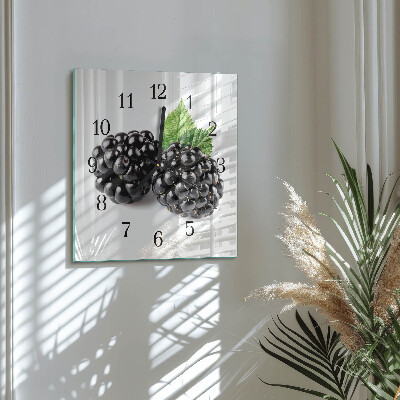 Wanduhr aus glas Brombeeren