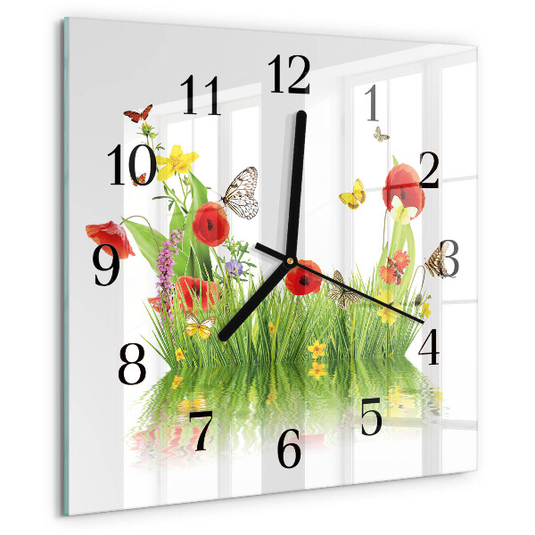 Wanduhr aus glas Wiese