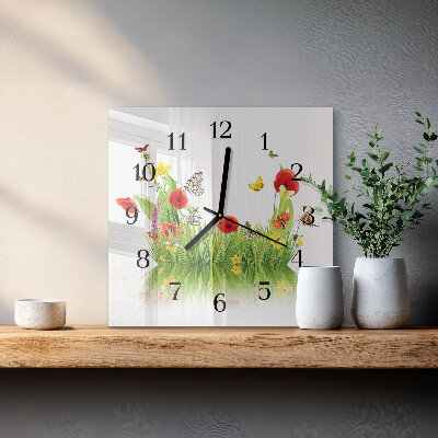 Wanduhr aus glas Wiese