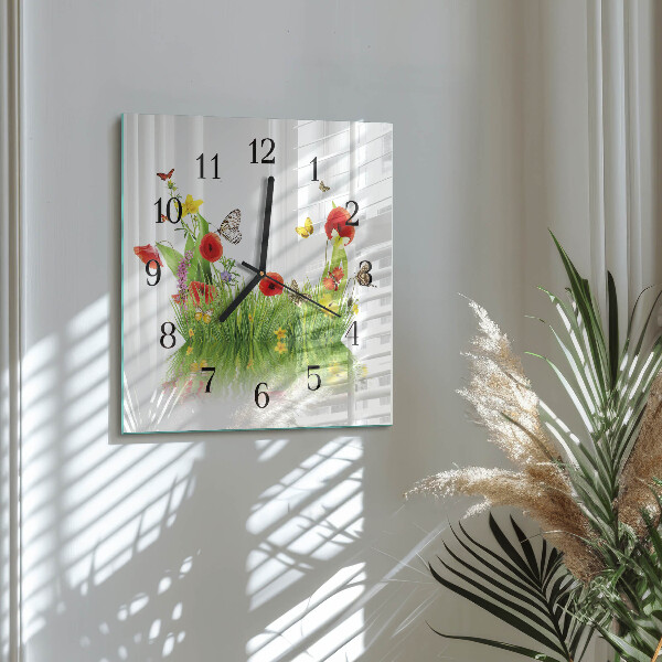Wanduhr aus glas Wiese
